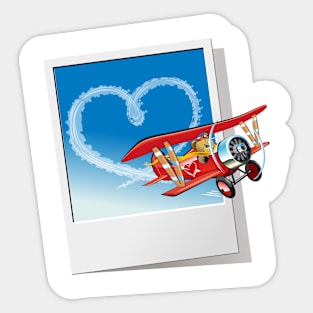 Cartoon retro biplane Sticker